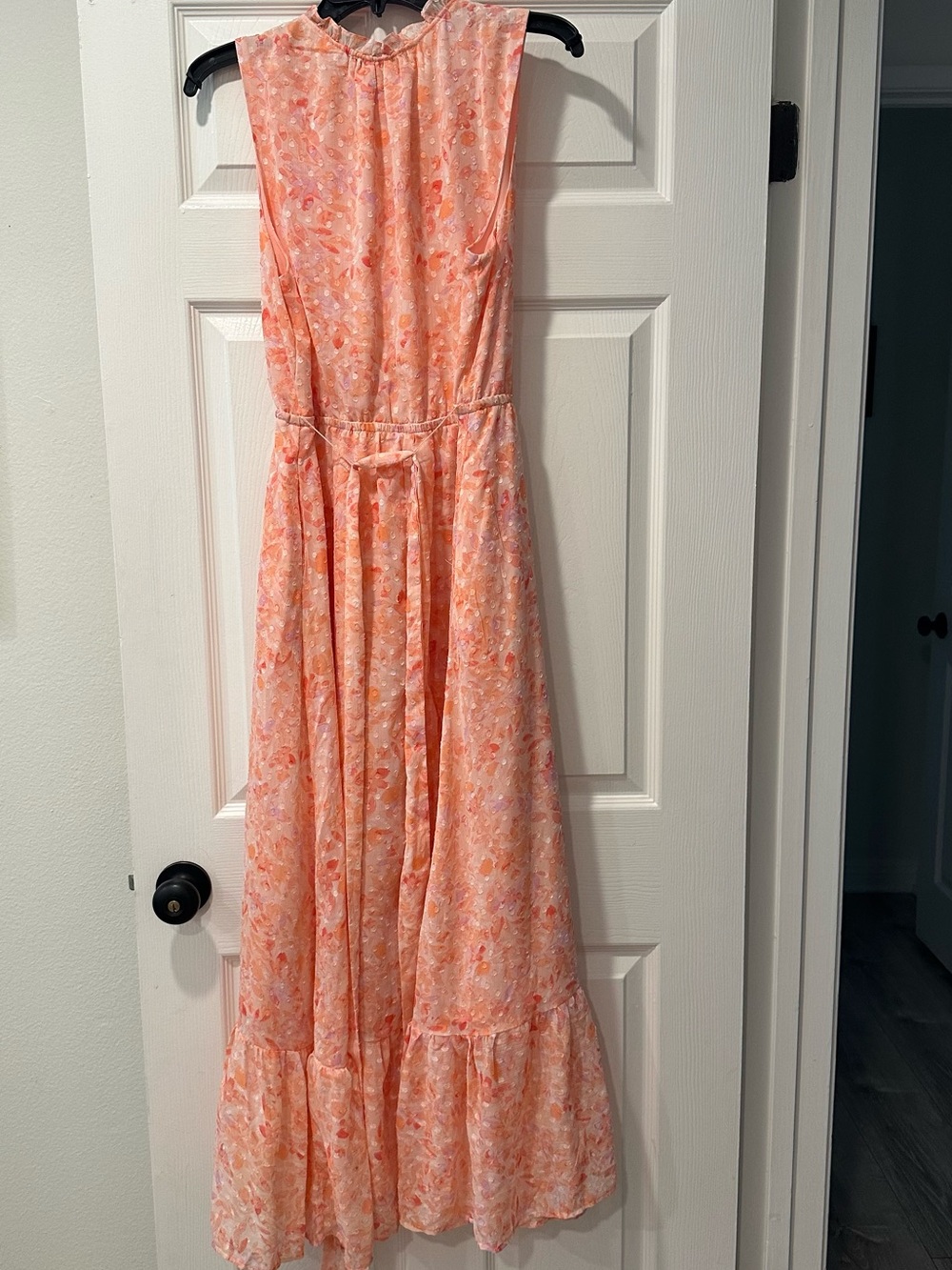 Sleeveless Peach Floral Maxi Dress